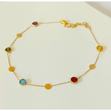 Βραχιόλι Σε Κίτρινο Χρυσό 14Κ - Στρογγυλά χρωματιστά ζιργκόν (BR123)